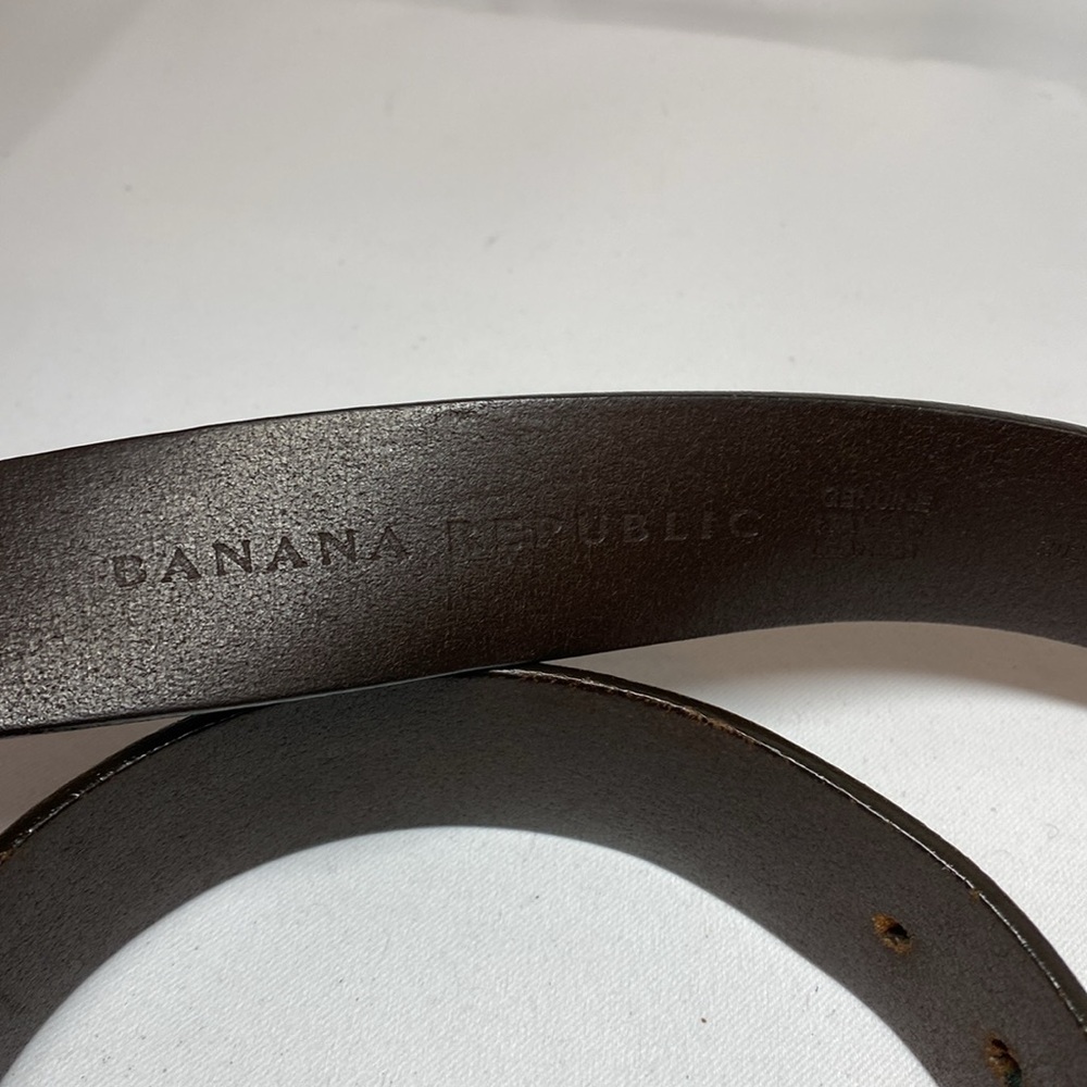 Banana Republic Brown Leather Belt with Silvertone Buckle Size 38 - Picture 6 of 8